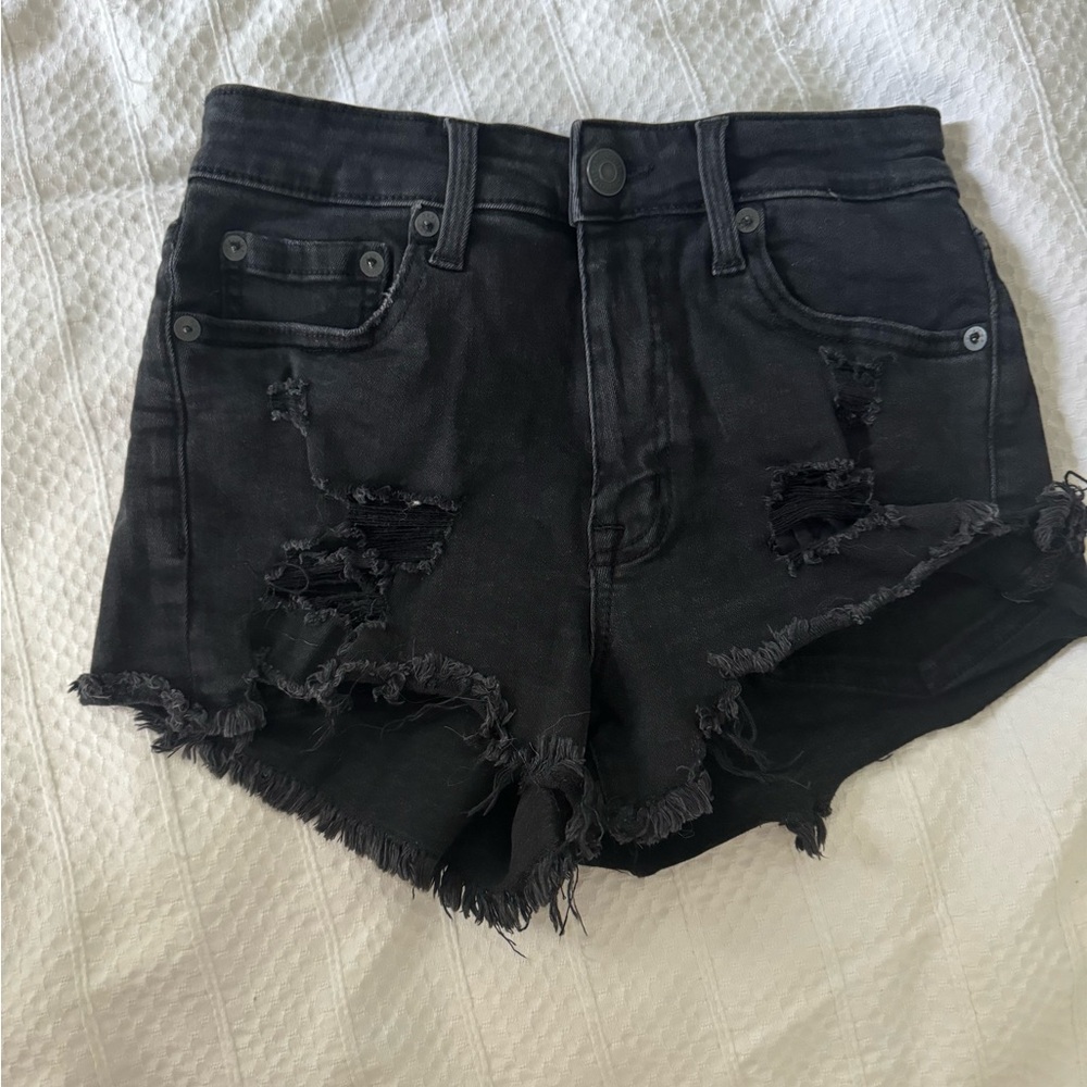 aeropostale size 2 high rise shorty jeans - black